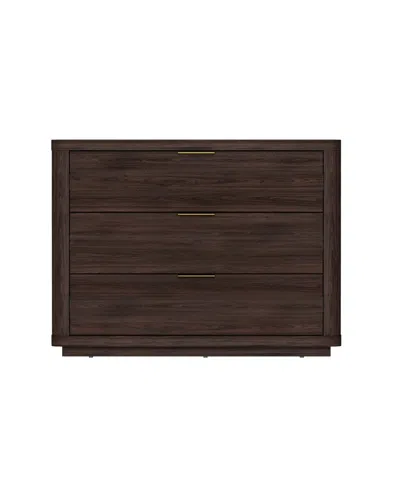 Manhattan Comfort 32" Evelyn Wood 3-drawer Nightstand In Brown
