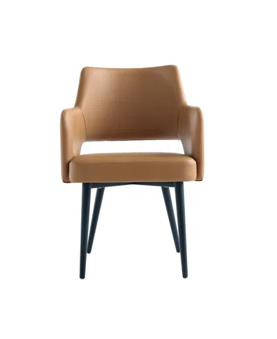 Manhattan Comfort 33.9" Faux Leather Tremont Dining Armchair In Brown