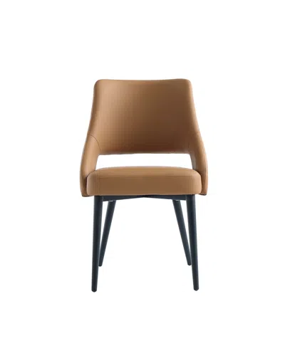 Manhattan Comfort 33.9" Faux Leather Tremont Dining Chair In Brown