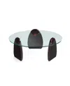 Manhattan Comfort 35.43" Artesia Modern Tempered Glass Top Coffee Table In Dark Walnut