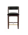 Manhattan Comfort 36.2" Patricia Velvet Upholstered Counter Stool In Black
