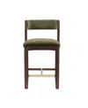 Manhattan Comfort Patricia 36.2" Velvet Upholstered Counter Stool In Green