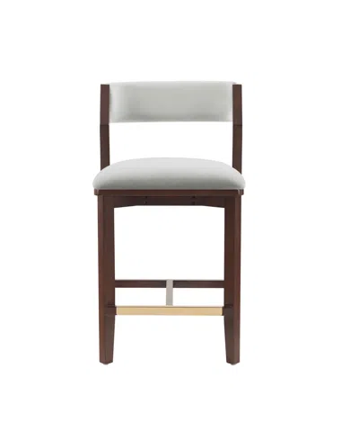 Manhattan Comfort 36.2" Patricia Velvet Upholstered Counter Stool In White