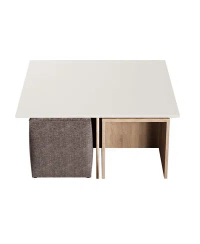 Manhattan Comfort 37.4" Haley Modern Nested Coffee Table And Ottoman Set In Natural