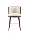 Manhattan Comfort 37.6" Evalyn Chenille Upholstered Counter Stool In White