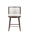 Manhattan Comfort 37.6" Evalyn Faux Leather Upholstered Counter Stool In White