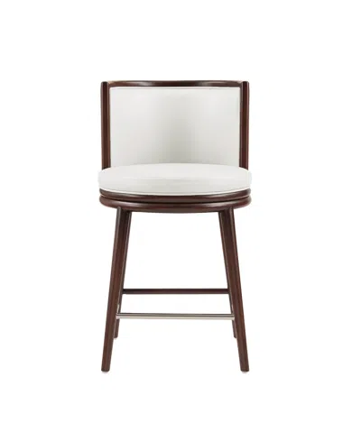 Manhattan Comfort 37.6" Evalyn Faux Leather Upholstered Counter Stool In White