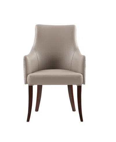 Manhattan Comfort 39" Connie Faux Leather Upholstered Dining Armchair In Brown