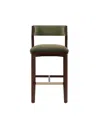 Manhattan Comfort Patricia 39.2" Velvet Upholstered Barstool In Green