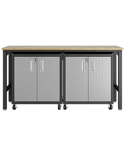 MANHATTAN COMFORT MANHATTAN COMFORT 3PC FORTRESS 1.0 MOBILE SPACE-SAVING GARAGE CABINET & WORKTABLE SET
