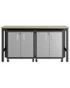 Manhattan Comfort 3pc Fortress 3.0 Mobile Space-saving Garage Cabinet & Worktable Set