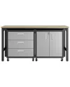 Manhattan Comfort 3pc Fortress 3.0 Mobile Space-saving Garage Cabinet & Worktable Set