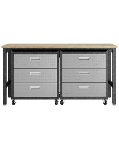 MANHATTAN COMFORT MANHATTAN COMFORT 3PC FORTRESS 6.0 MOBILE SPACE-SAVING GARAGE CABINET & WORKTABLE SET