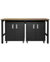 Manhattan Comfort 3pc Fortress Mobile Space-saving Garage Cabinet And Worktable 1.0 In Grey