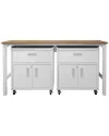 Manhattan Comfort 3pc Fortress Mobile Space-saving Garage Cabinet And Worktable 2.0 In White