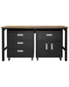 Manhattan Comfort 3pc Fortress Mobile Space-saving Garage Cabinet And Worktable 5.0 In Grey