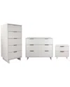 Manhattan Comfort 3pc Granville Modern Solid Wood Tall Narrow Chest