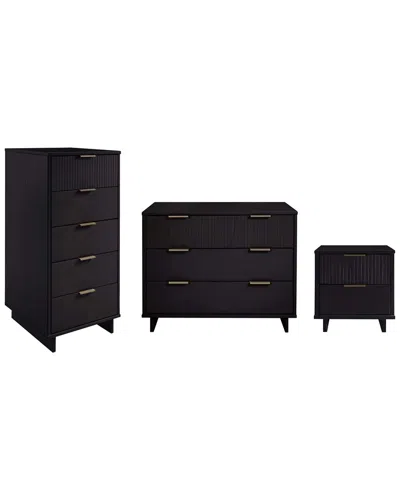 Manhattan Comfort 3-piece Granville Modern Solid W In Brown
