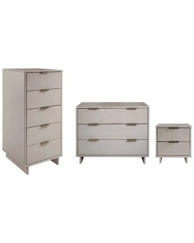 Manhattan Comfort 3pc Granville Modern Solid Wood Standard Dresser In Gray