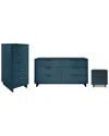 Manhattan Comfort 3-piece Granville Modern Solid W In Blue