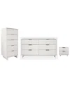 Manhattan Comfort 3pc Granville Modern Solid Wood Tall Narrow Chest In White