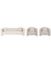 Manhattan Comfort 3pc Modern Sylvia Tweed 103.5in Sofa & 2 Accent Chairs With  Accent Pillows