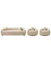 Manhattan Comfort 3pc Modern Tribeca Chenille 85.8in Sofa & 2 Accent Chairs In Brown