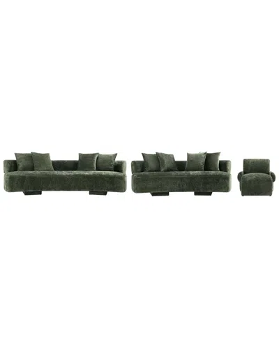 Manhattan Comfort 3pc Modern Verandah Chenille 112in Sofa In Green