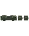 Manhattan Comfort 3pc Modern Verandah Chenille 112in Sofa & 2 Accent Chairs In Green