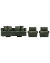 Manhattan Comfort 3pc Modern Verandah Chenille 90.6in Sofa & 2 Accent Chairs In Green