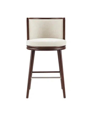 Manhattan Comfort 40" Evalyn Chenille Upholstered Barstool In White