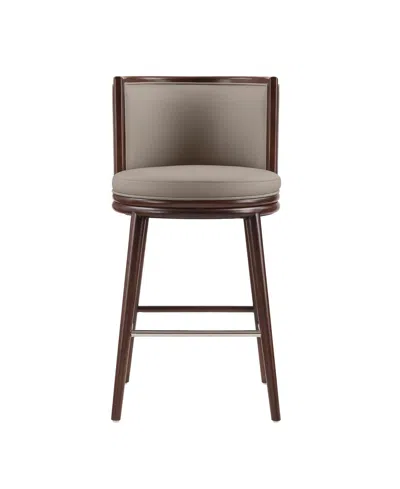 Manhattan Comfort 40" Evalyn Faux Leather Upholstered Barstool In Brown