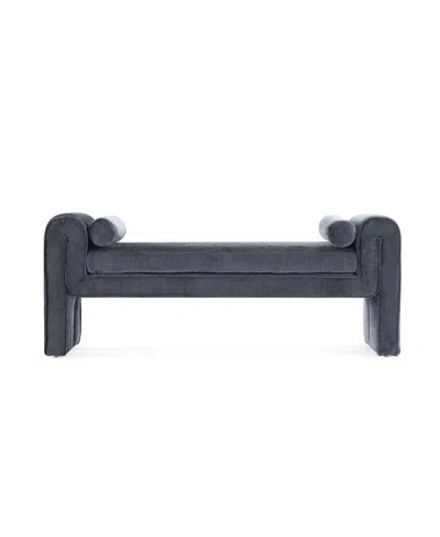 Manhattan Comfort 59" Concord Modern Chenille Bench In Black