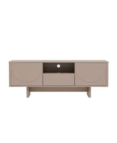 Manhattan Comfort 59" Wood Ella Modern 5-shelf Tv Stand Fits Tvs Up To 55" In Brown