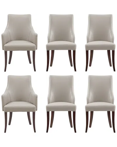 Manhattan Comfort 6-piece Connie Light Grey Leathe In Gray