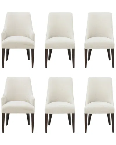 Manhattan Comfort 6pc Beever Chenille Dining Chair & Arm Chair Set In White