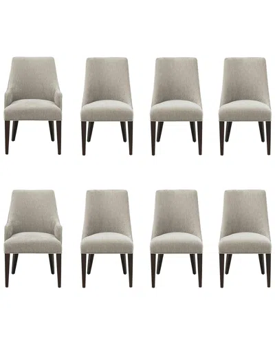 Manhattan Comfort 8pc Beever Chenille Dining Chair & Arm Chair With Rubberwood  Legs In Neutral