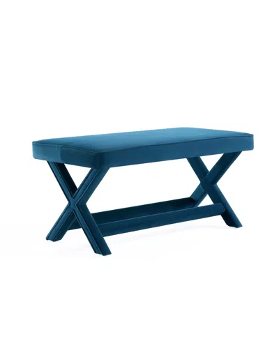 MANHATTAN COMFORT ABIGAIL 42.12" VELVET UPHOLSTERED DOUBLE OTTOMAN BENCH