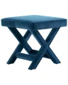 Manhattan Comfort Abigail Mid-century Modern Velvet Upholstered Bench In Blue