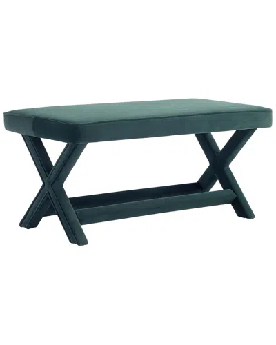 Manhattan Comfort Abigail Mid-century Modern Velvet Upholstered Bench In Green