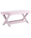 Manhattan Comfort Abigail Mid-century Modern Velvet Upholstered Bench In Pink