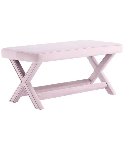 Manhattan Comfort Abigail Mid-century Modern Velvet Upholstered Bench In Pink