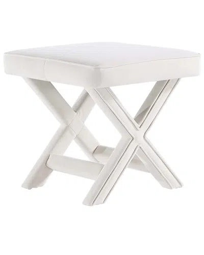 Manhattan Comfort Abigail Mid-century Modern Velvet Upholstered Bench In White