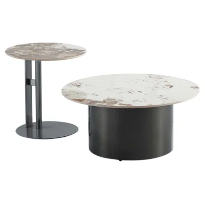 Manhattan Comfort Alondra 2-piece Modern Coffee Table And End Table Set In Black In Multi