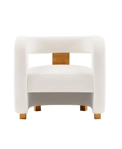 Manhattan Comfort Amirah Modern 27.17" Velvet Upholstered Accent Chair In White