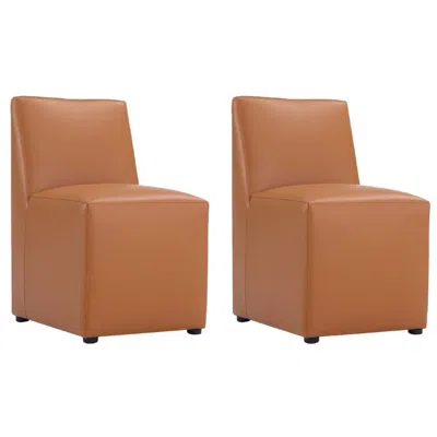 Manhattan Comfort Set Of 2 Anna Square Dining Chairs In Brown