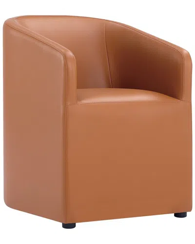 Manhattan Comfort Anna Round Dining Armchair In Brown