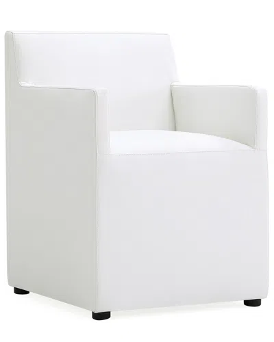 Manhattan Comfort Anna Square Faux Leather Dining Armchair In Cream