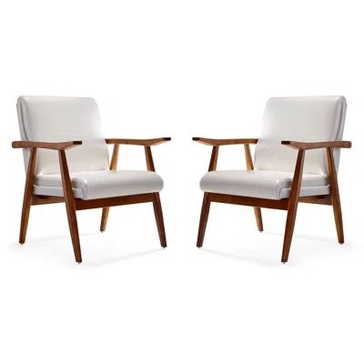 Manhattan Comfort Arch Duke Accent Chair In White And Amber, Set Of 2