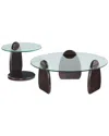 Manhattan Comfort Artesia 2pc Modern Coffee Table & End Table Set In Brown